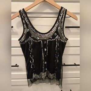 Candies Black Sleeveless Sparkle Sequin Top